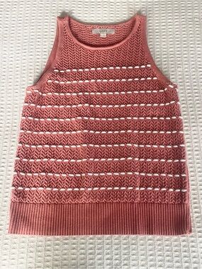 LOFT Dusty Rose Openwork Knit Sleeveless Sweater Tank